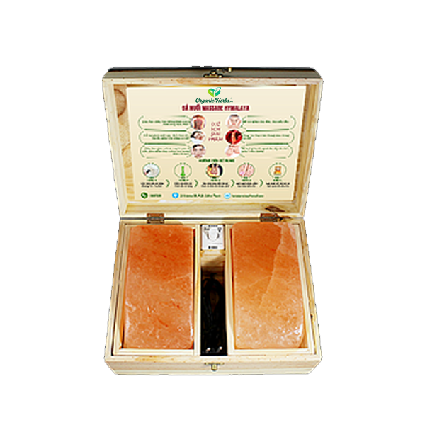 Hộp Đá Muối Hymalaya Mặt Cong 2 Viên Box of Curved Surface Himalayan Salt 2 Tablets